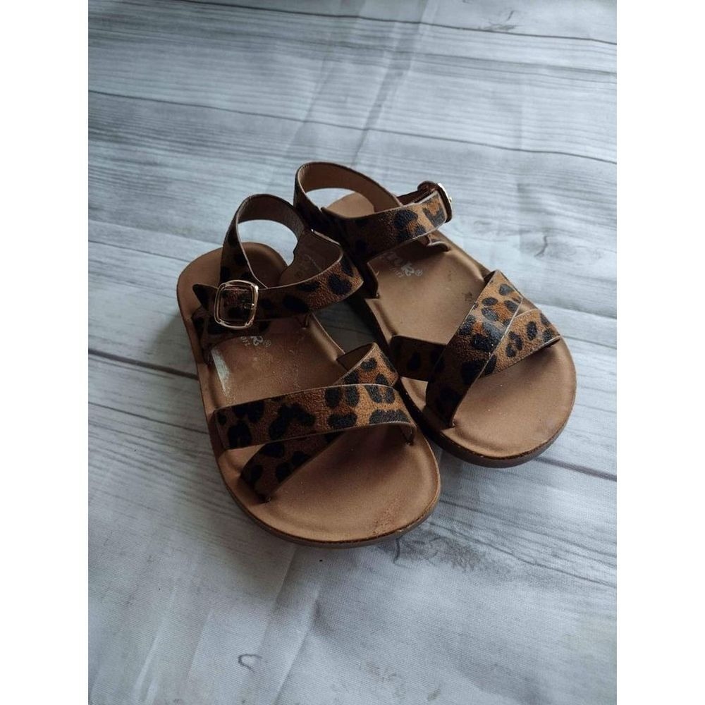 Kids Link‎ Comfort Leopard Print Sandals Size 5 Adjustable Buckle Strap